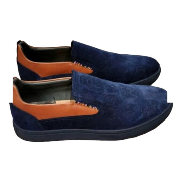 ROBERT GRAHAM men shoes Planetary Navy skulls suede Sz 8